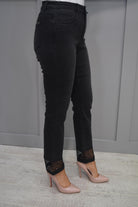 4688 Joseph Ribkoff Black Jeans with Mesh Diamanté Panel-233933 2606