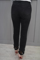 4688 Joseph Ribkoff Black Jeans with Mesh Diamanté Panel-233933 2606