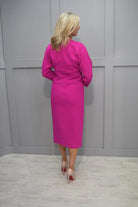 4700 Kate Cooper Fuchsia V Neck Dress with Slit Detail- KCAW23138