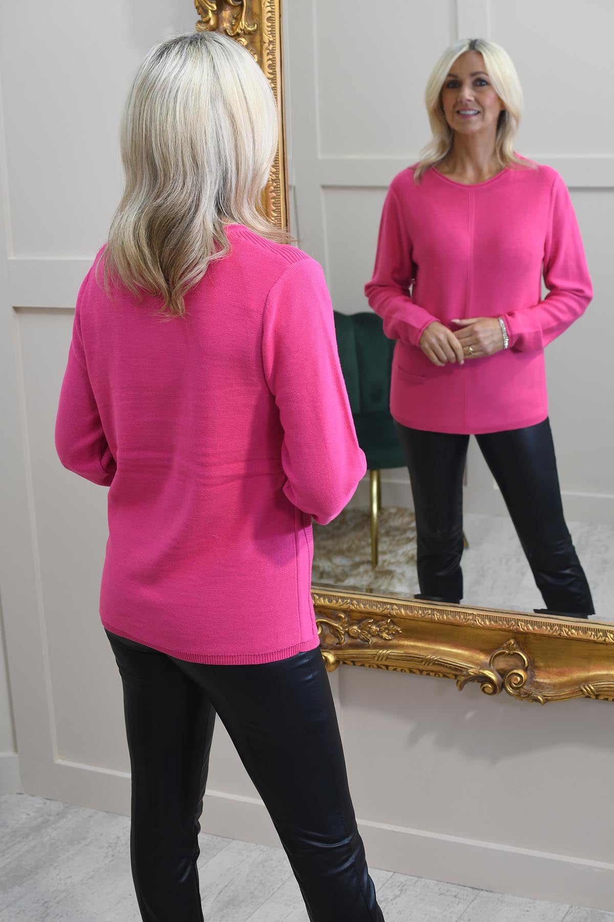 Sunday Cerise Pink Ribbed Jumper Style Boutique NI