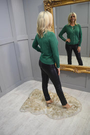 4722 Marble Green Short Cardigan With Sleeve Button Detail- 6309 212