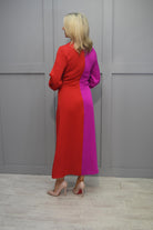 4732 Kate Cooper Red & Fuchsia Two Tone Dress with Knot Detail- KCAW23134