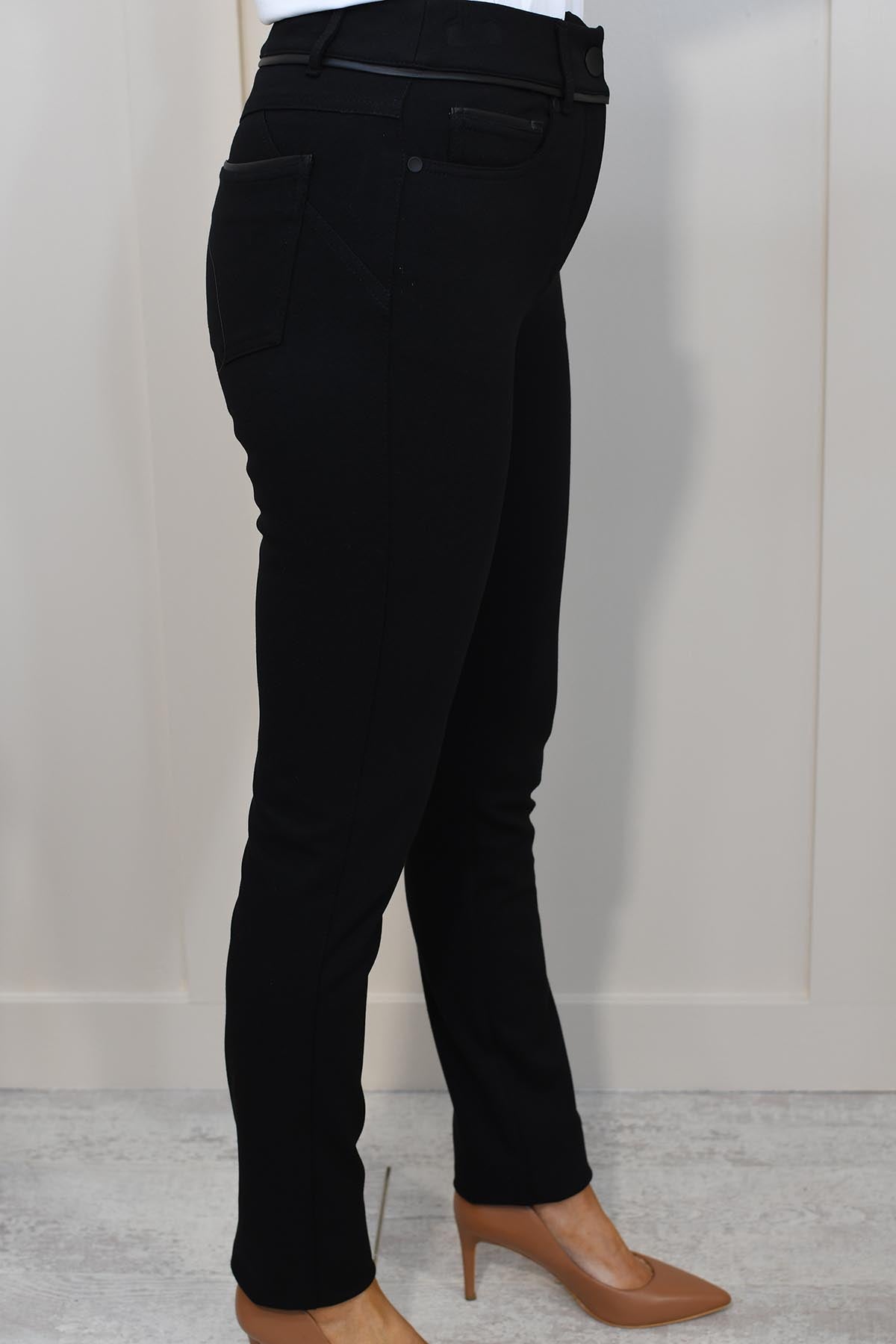 Black slim fit trousers womens online