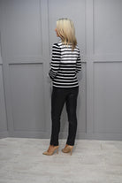 4757 Marble Black & White Stripe Sweater With Turn-Up Wide Sleeve-7104 101