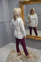 4781 PC Collection Cream & Green Round Neck Pattern Jumper with Diamanté Slogan - WIN06/32