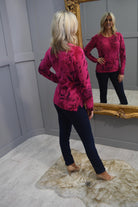 4854 Rabe Cerise Knit with Purple Floral Diamante Pattern - 113616 1246