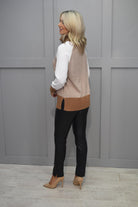 4876 Marble Cream & Tan Jumper With Detachable Scarf-7211 208