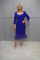 4888 Joseph Ribkoff Royal Blue Fishtail Dress With Sweetheart Neckline & Mesh Detail-233706 2922