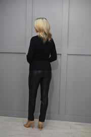 4954 Marina V Black Sweater With Cross Cut Out & Diamante Detail-FW23-062