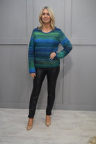 Rabe Multi-Tonal Blue & Green Knit Jumper- 51-123620