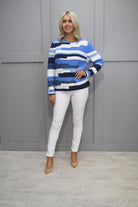 Rabe Multi-Tonal Blue & White Stripe Knit Jumper -52-111616