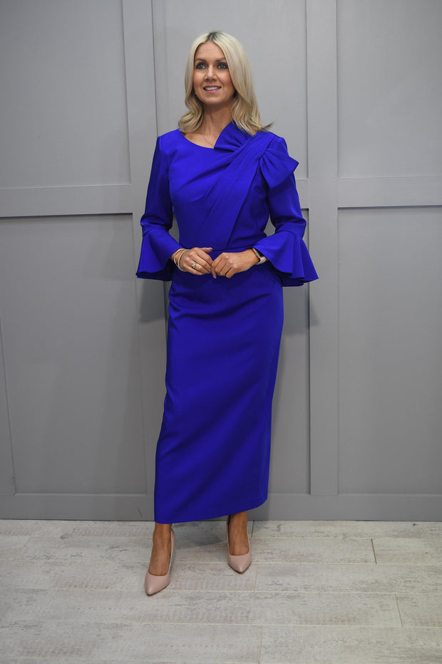 Couture Club Royal Blue Dress With Shoulder Bow Detail-8G125CPS0052544