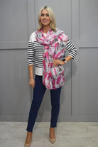 Rabe Pink & Grey Sheer Scarf-52-213940