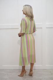Kyla Lime, Lilac & Pink Mixed Print Plisse Dress- 5709