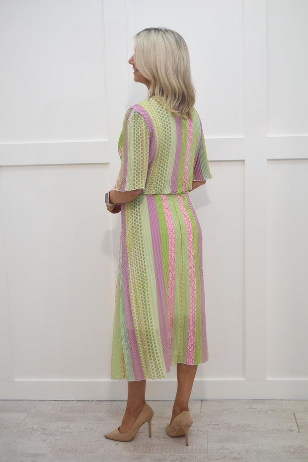 Kyla Lime, Lilac & Pink Mixed Print Plisse Dress- 5709