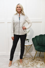 Barbara Lebek Cream Quilted Zip-up Jacket- 15000042