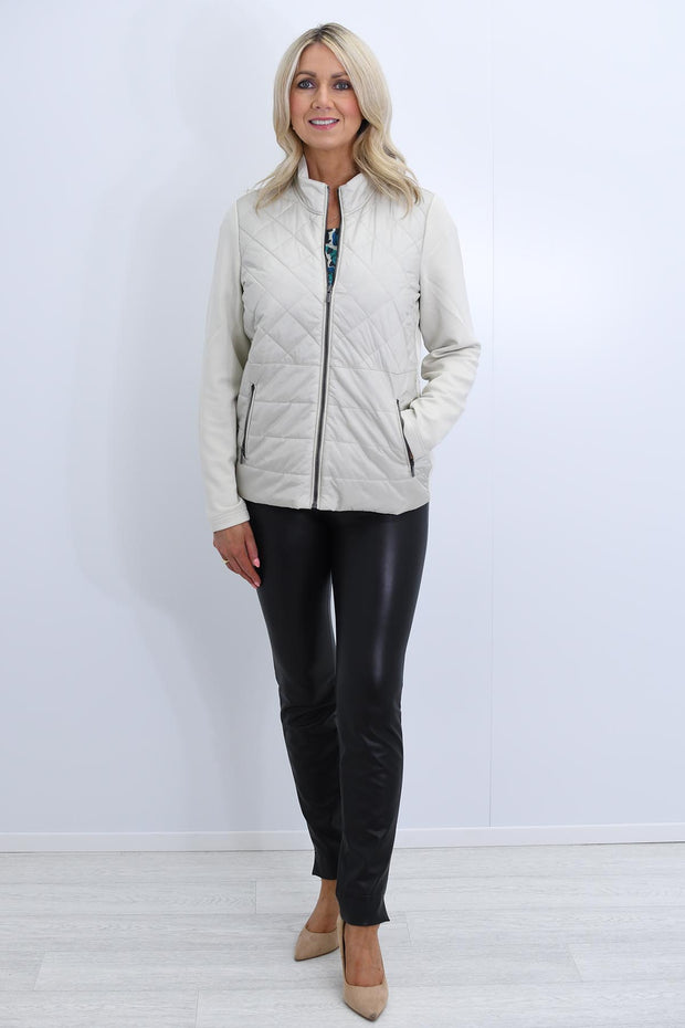 Barbara Lebek Cream Quilted Zip-up Jacket- 15000042