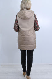 Barbara Lebek Teddy Latte Gilet With Hood- 15750042