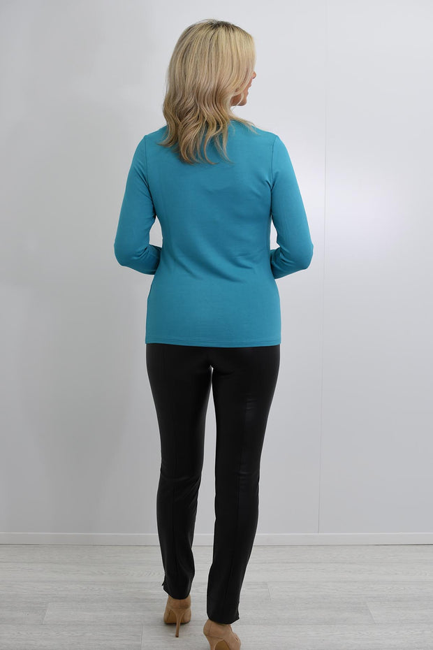 Barbara Lebek Teal Top With 'Enjoy' Graphic & Diamante Detail- 15300042