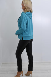 Barbara Lebek Teal Zip-up Jacket With Drawstrings- 15260042