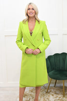 Carla Ruiz Lime Green Double Breasted Tailored Coat