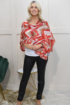 Bianca Red & Beige Aztec Scarf