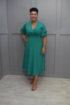 4603 Ella Boo Emerald Green V Neck A-Line Dress - 2243 21