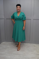 4603 Ella Boo Emerald Green V Neck A-Line Dress - 2243 21