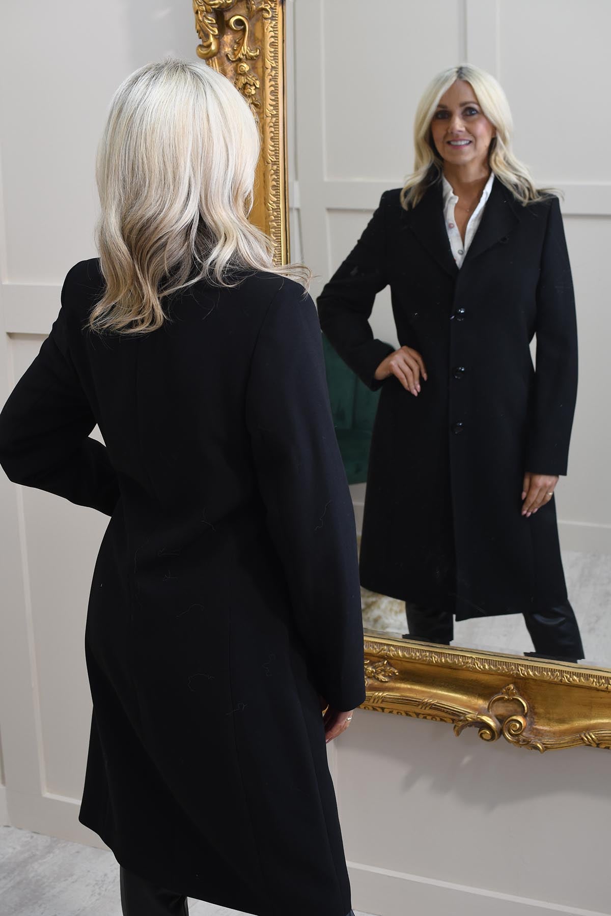 Ladies black tailored coat sale