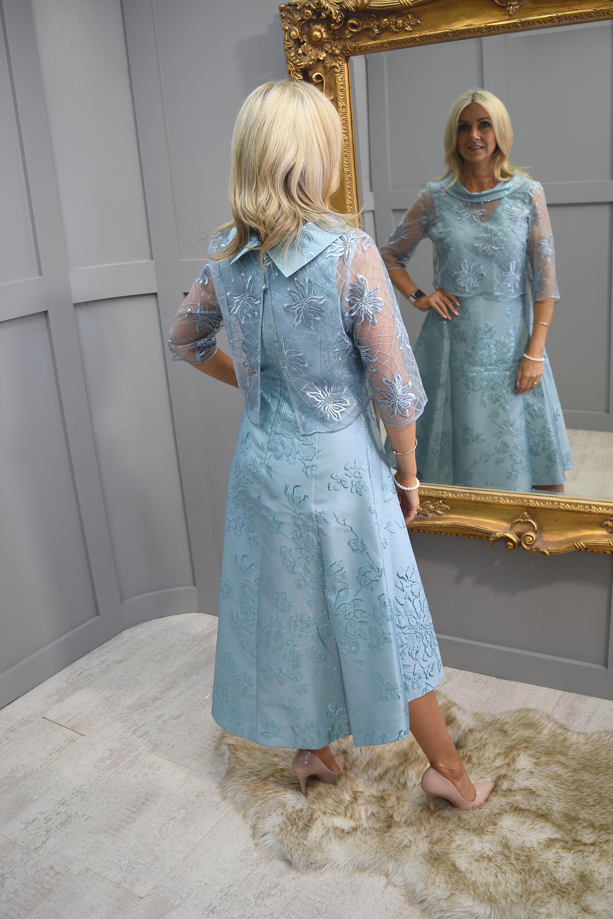 Light blue lace overlay dress hotsell