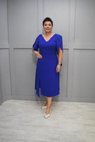 Ella Boo Royal Blue Aline Dress With Puff Cape Sleeve - 2198 40