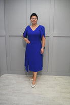 Ella Boo Royal Blue Aline Dress With Puff Cape Sleeve - 2198 40