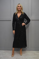 Marc Angelo Black Sequin Dress With Wrap Effect - MA810460