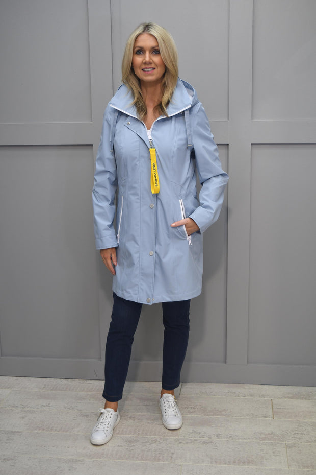 Barbara Lebek Blue Midi Coat With Slogan Drawstring & Zip Pockets - 70320032