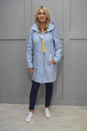 Barbara Lebek Blue Midi Coat With Slogan Drawstring & Zip Pockets - 70320032