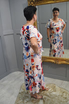 Tia Nude, Pink & Blue Floral Dress With Overlay Detail - 78088 7591 31