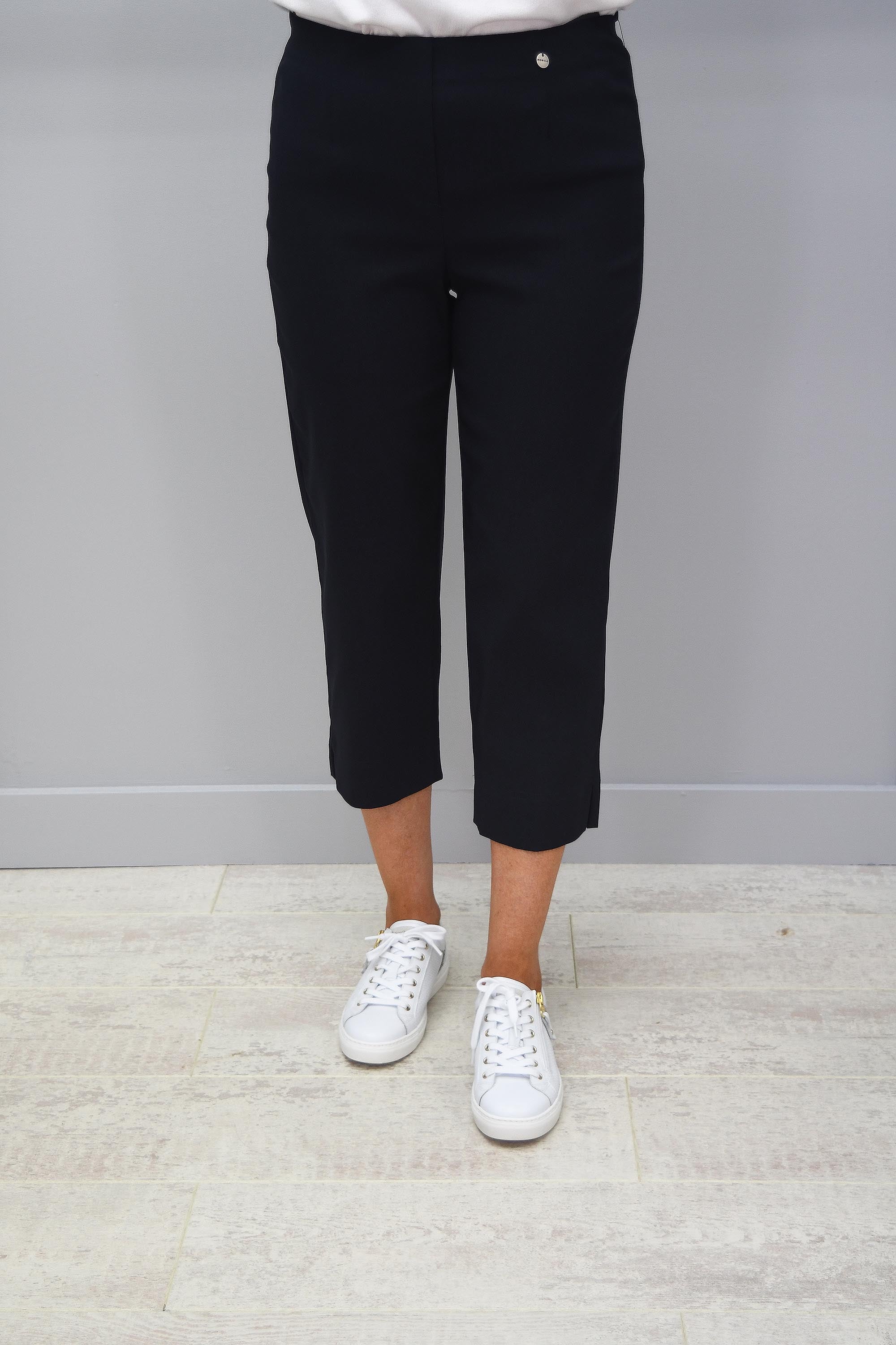Navy cropped trousers size 12 online