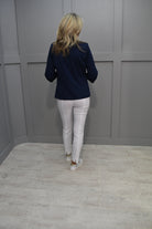 Fm Collection Navy Jacket with Silver Button - Eilish