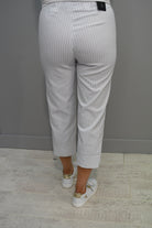 Robell Bella 09 Silver Gray & White Stripe Trousers - 52642 54370 920